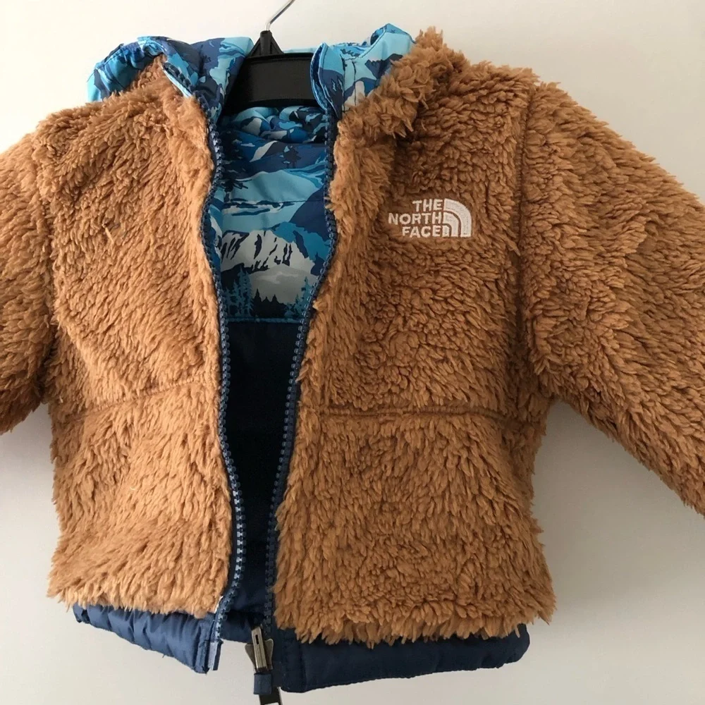 New The North Fave Blue Reversible Baby Jacket 3-6 M